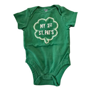 Old Navy "1st St. Pat's Day" Green Short Sleeve Onesie 18-24M